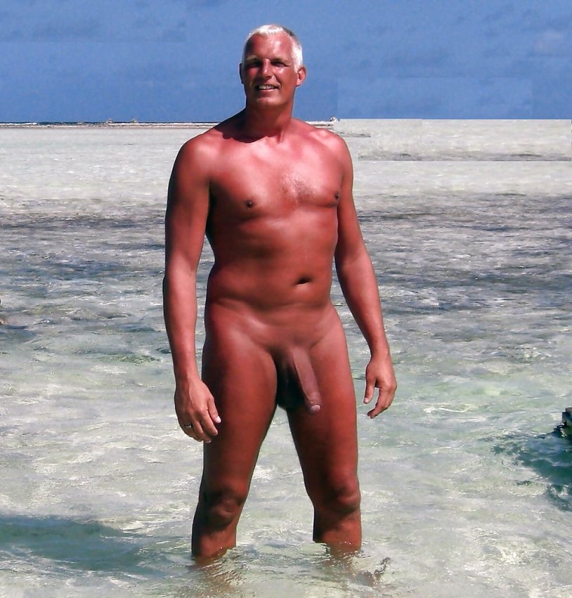 Mature man member beach