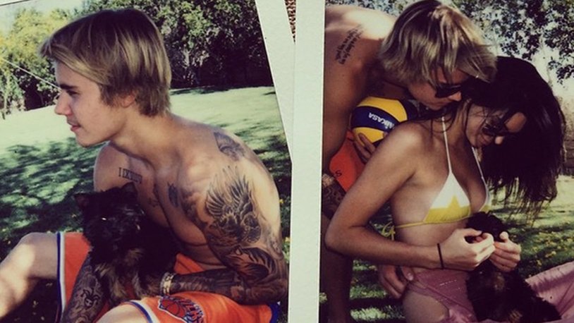 Haley Baldwin in a swimsuit and Justin Bieber
