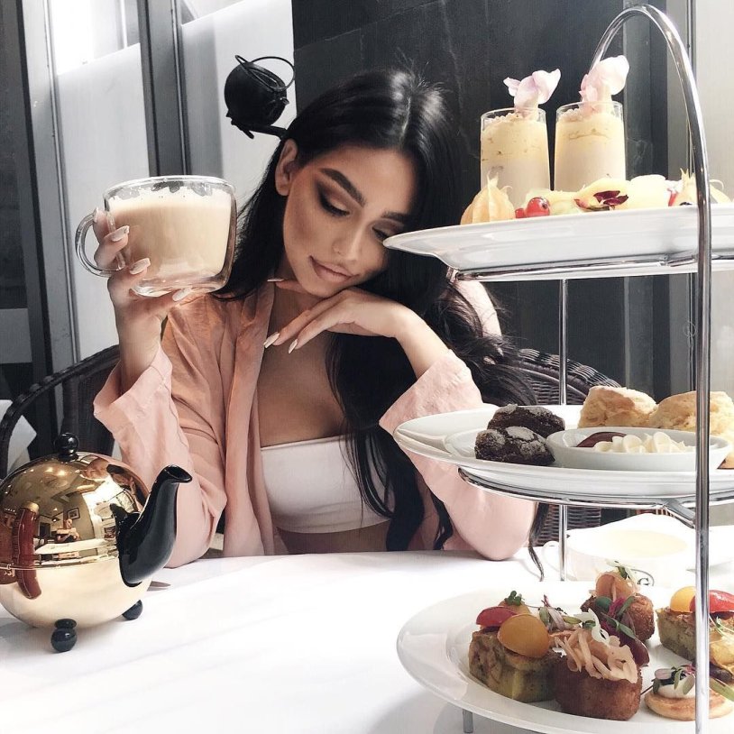 Beautiful rich girls in a restaurant