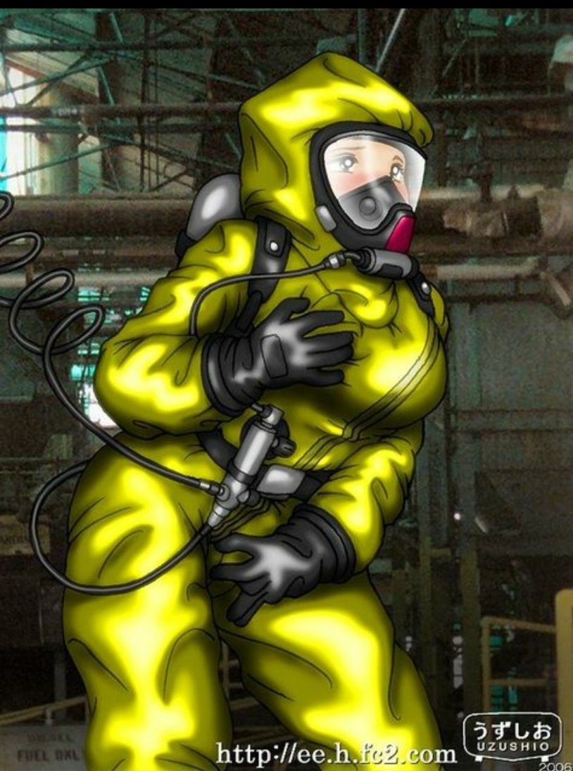 Latex suit with gas mask
