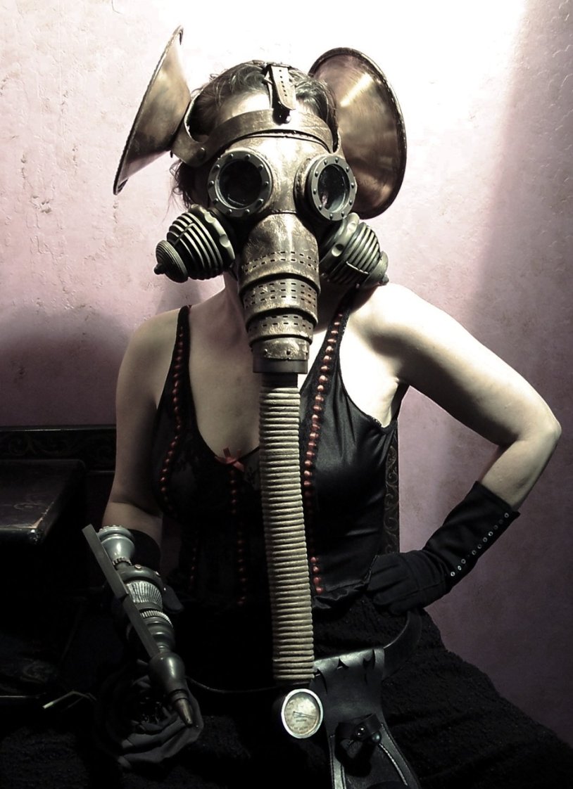 Girl in gas mask