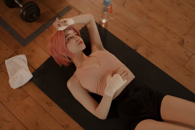 Girl in gold underwear