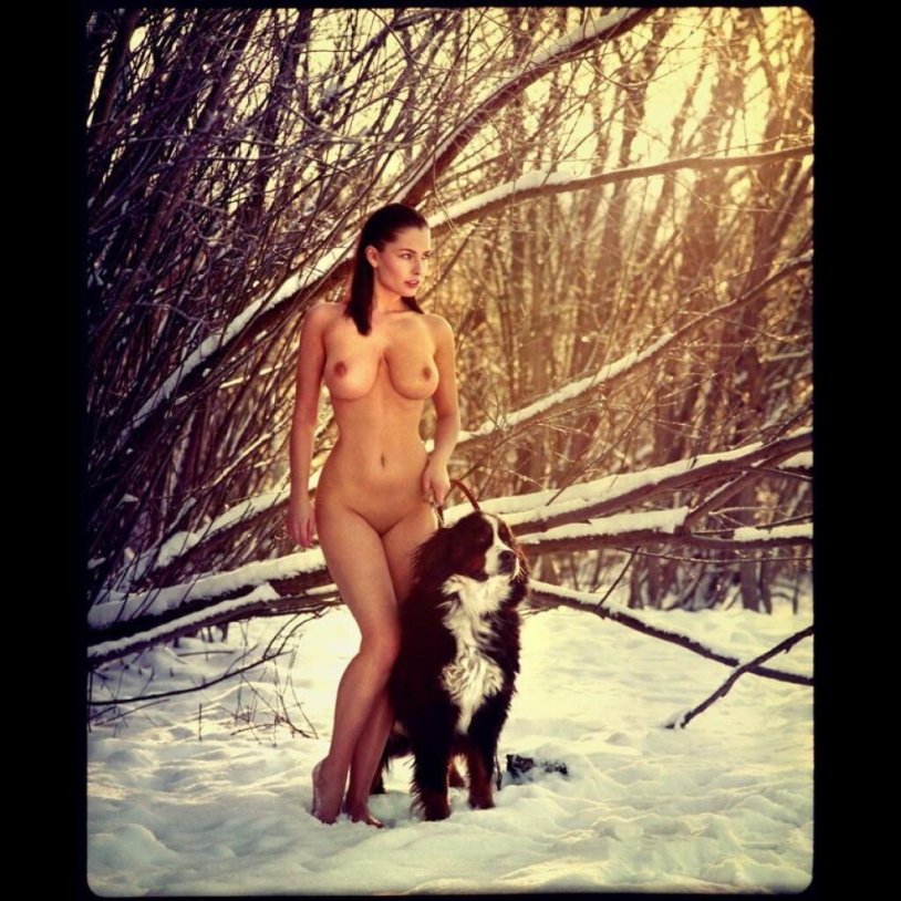 Naked hairy beauties standing