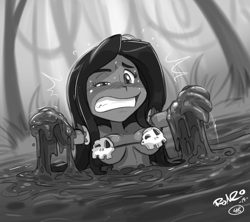 Anime girl in quicksand