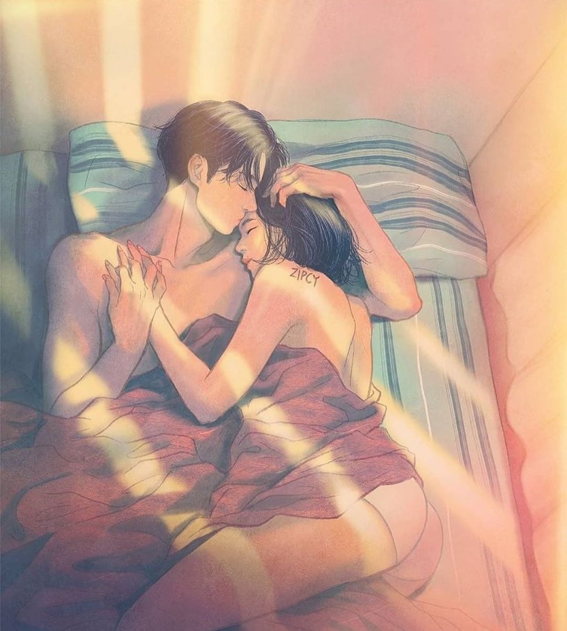 Man and woman sleep naked