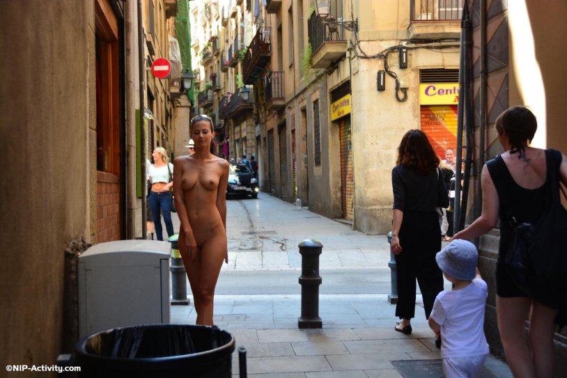Naked women on the street window