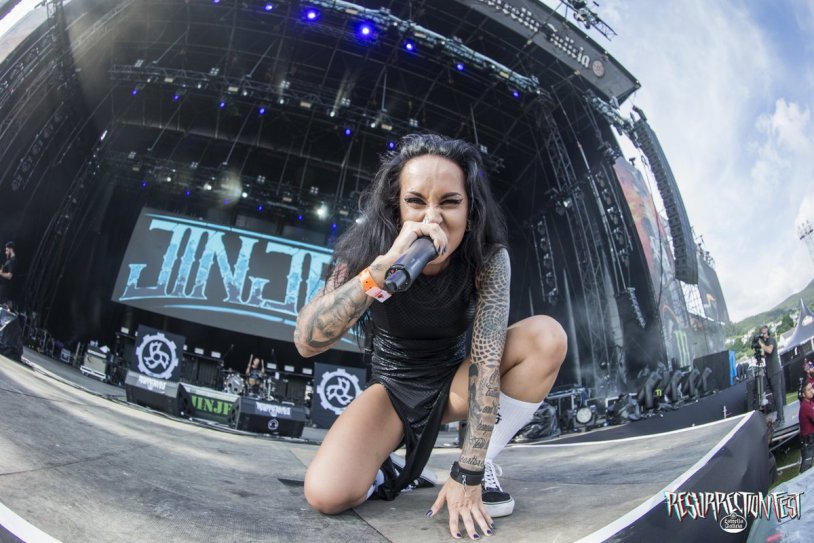 German Kinky Female Singer Nude on Stage in Concert