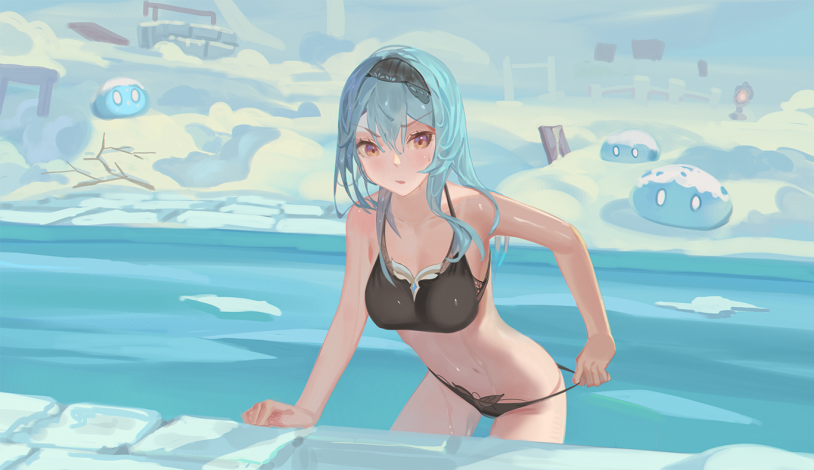 Yue Tan in a swimsuit