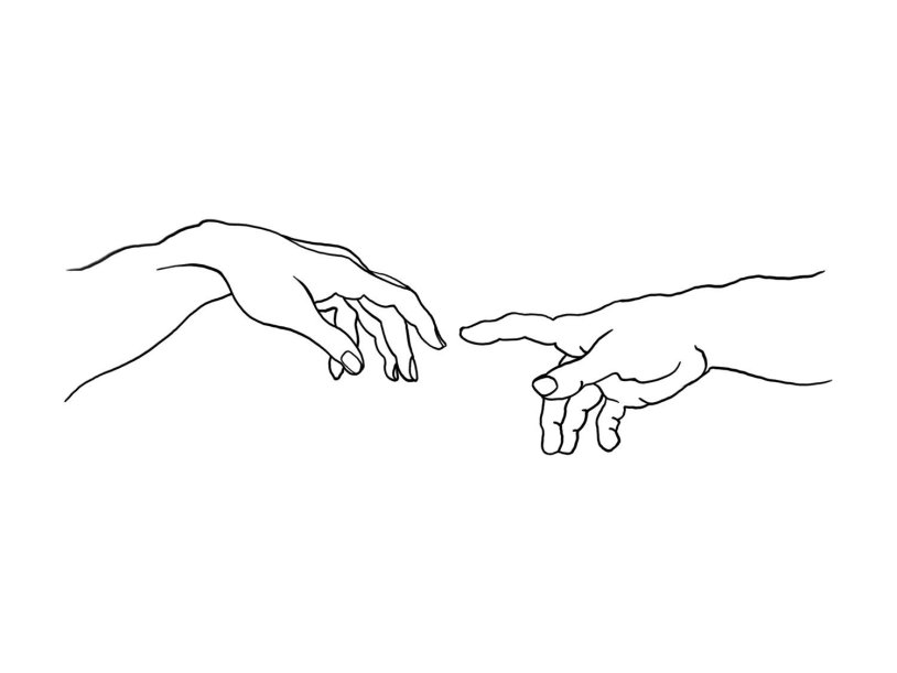 Hands stretch to each other