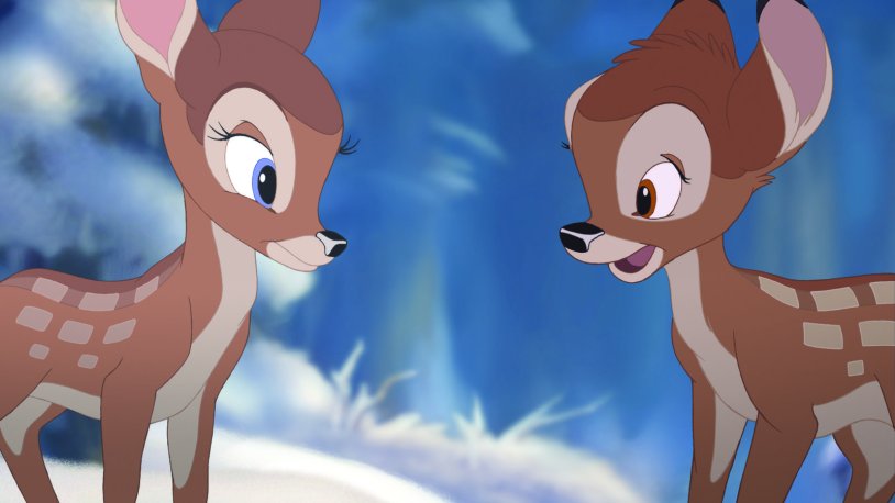 Cartoon Rnno and Bambi