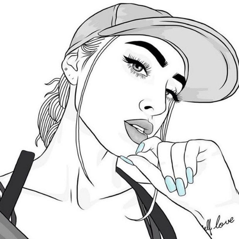 Selfie drawing with a pencil