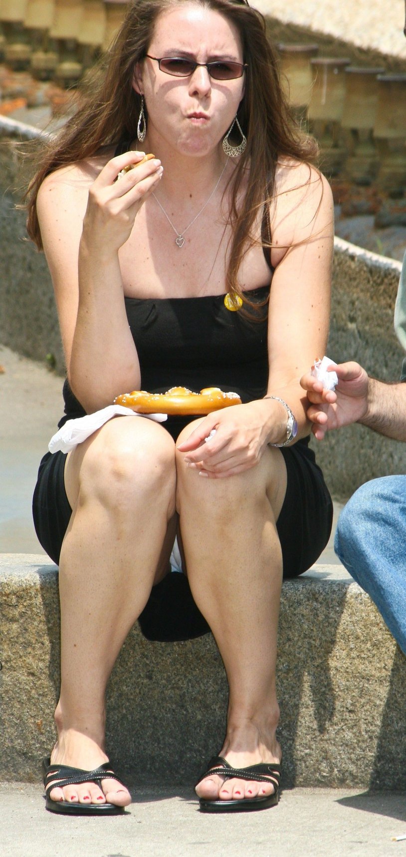 Women's legs in public transport