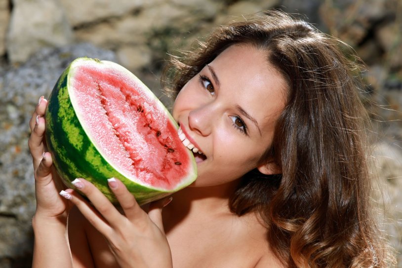Girl with watermelons