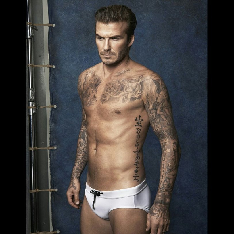 David and Victoria Beckham photo shoot in linen