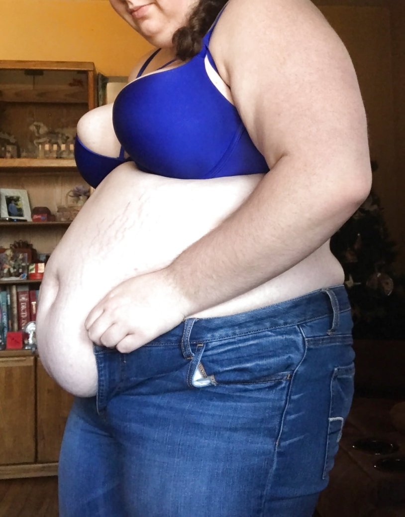 Fat girl with a big belly