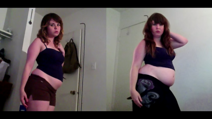 Big Belly Saggy BBW in panties of white