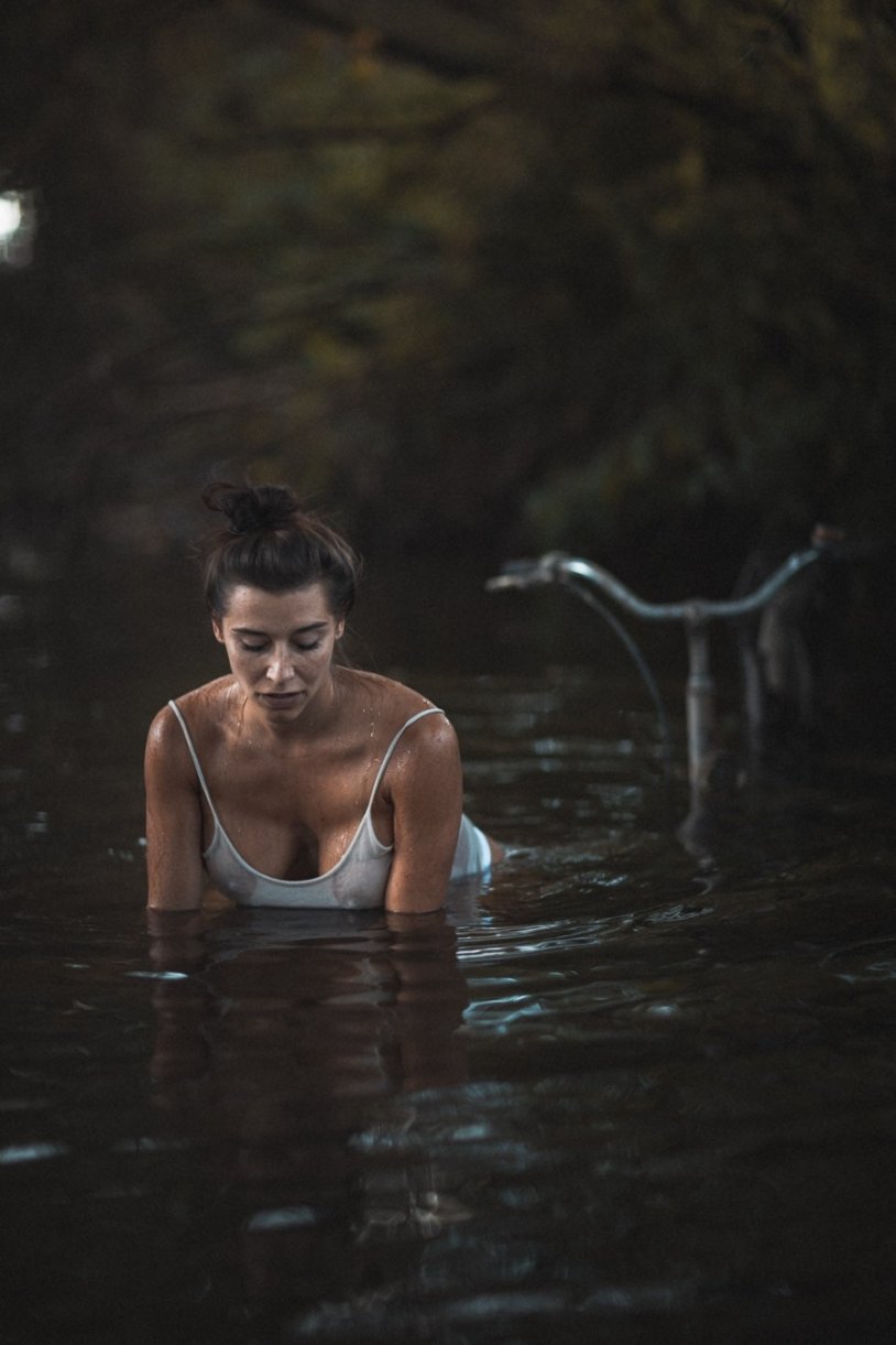 Beautiful girls in wet clothes