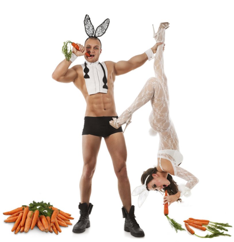 Brunette in a rabbit mask