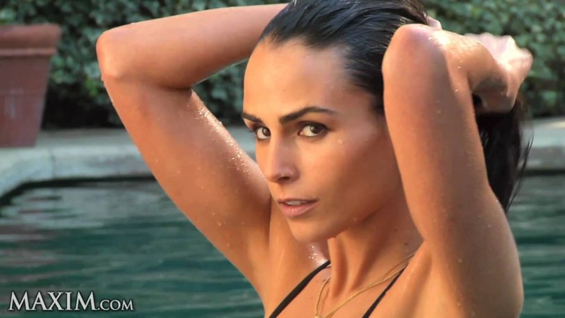 Jordan Bruster in underwear in the pool