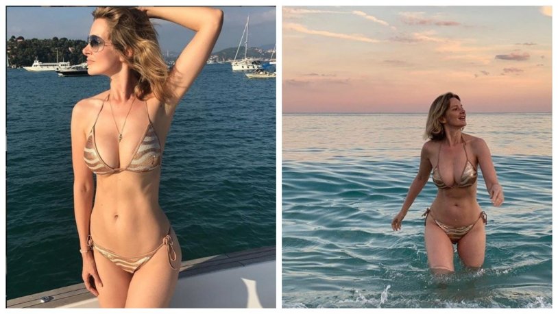 Alexandra Florinskaya in the swimsuit of Ivanov Ivanov