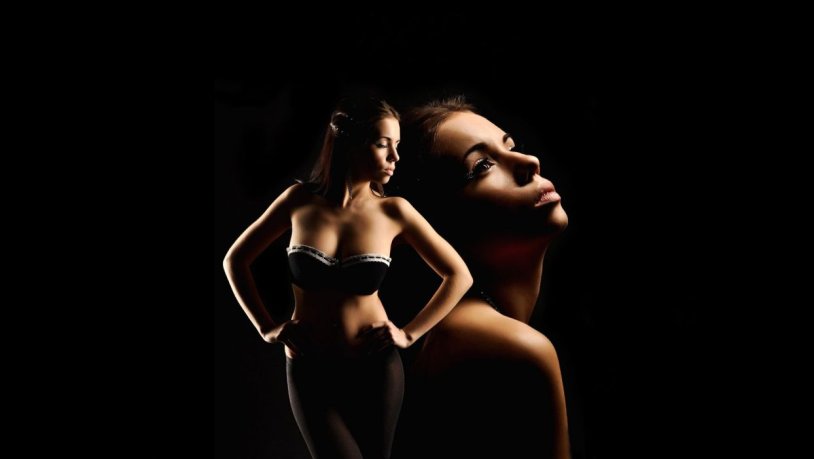 Girl on a dark background