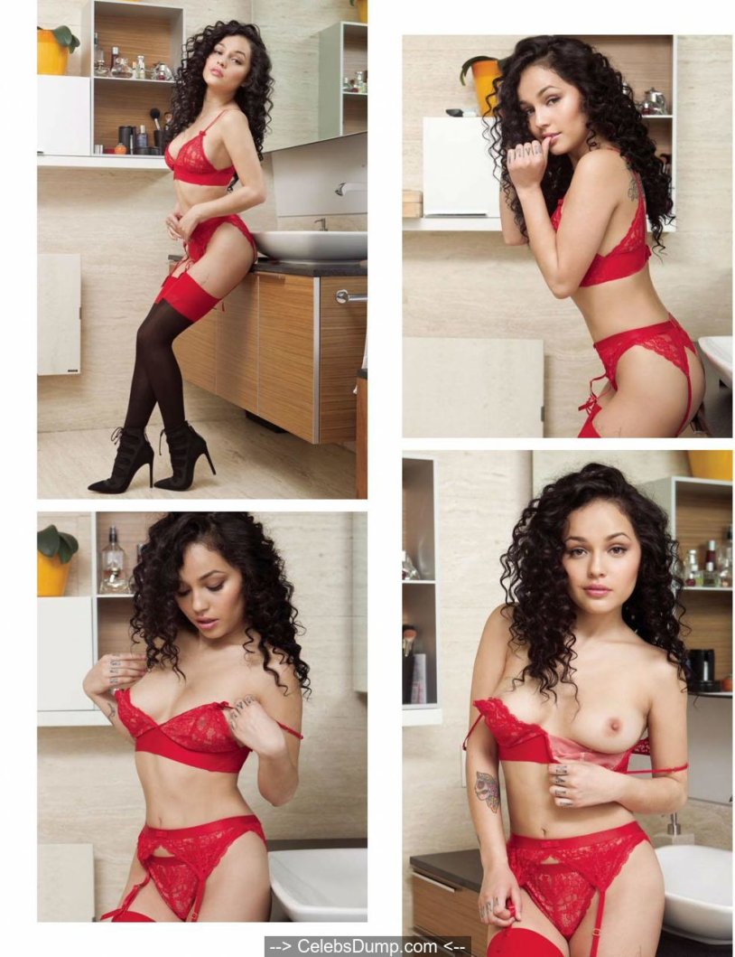 Girl naked in sea waves