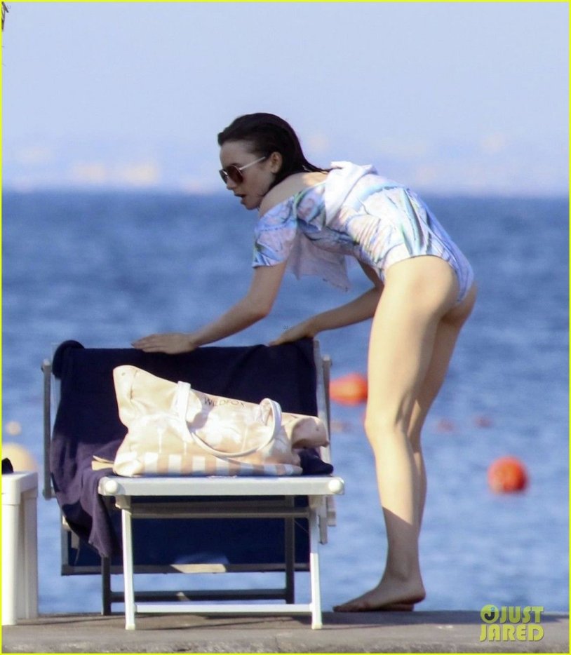Lily Collins in a swimsuit
