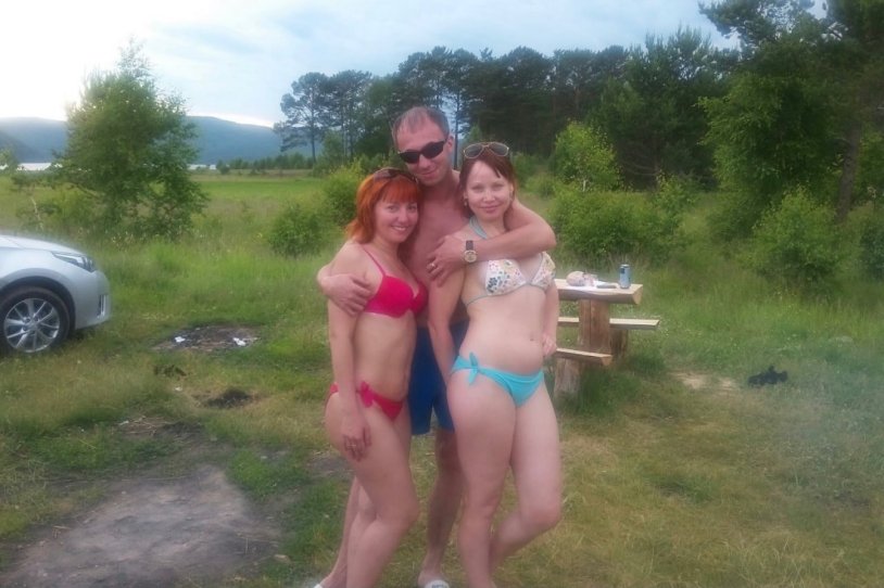 Village girls in swimsuits