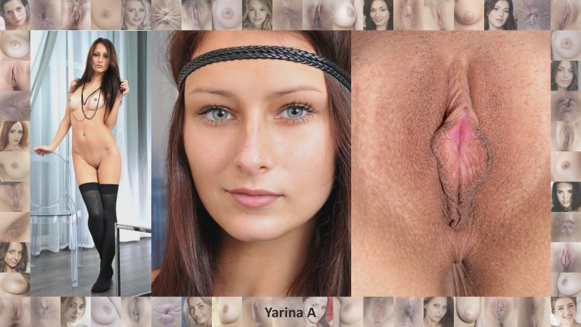 The girl shows her vagina