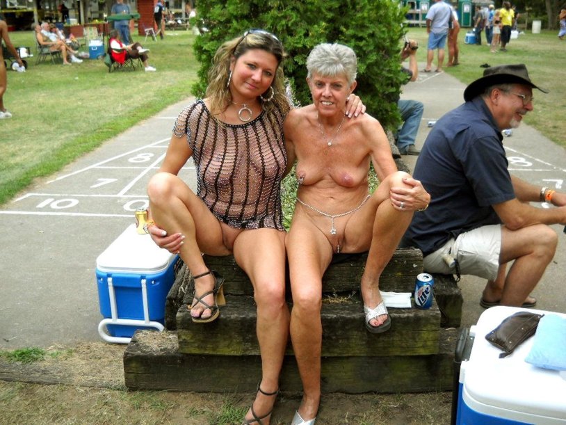 Naked old women in public