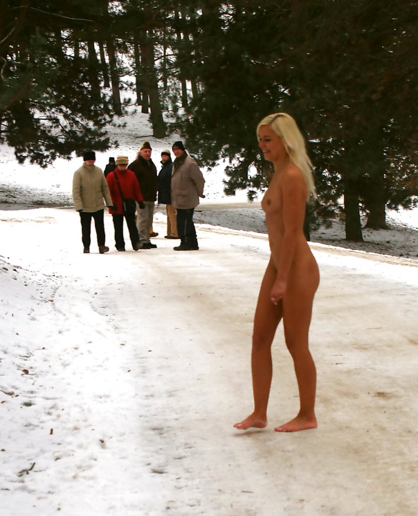 Russian girls Public nude Winter