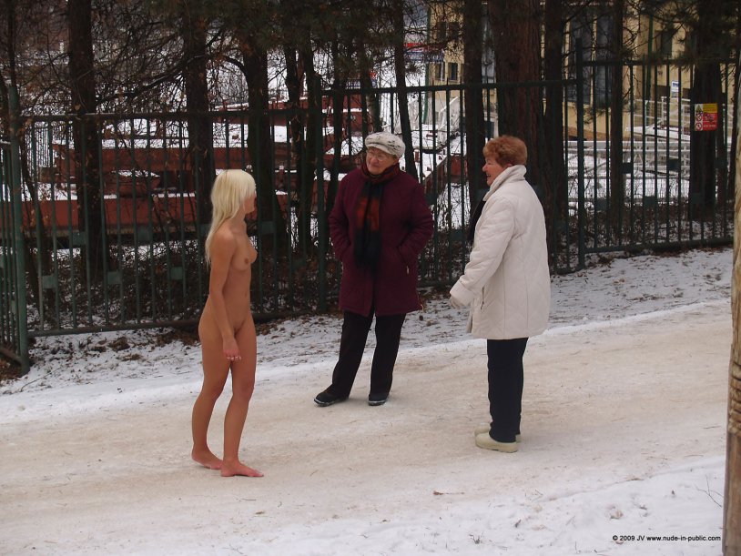 Naked in public in winter photo