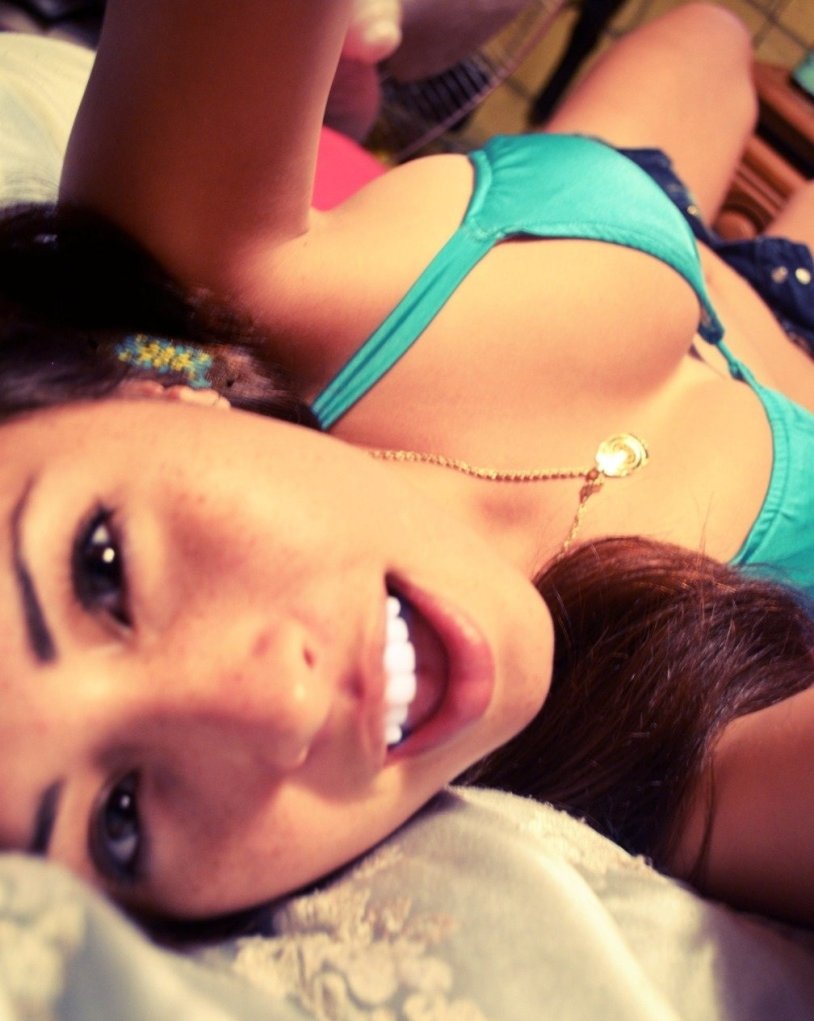 Big breasts in a selfie swimsuit