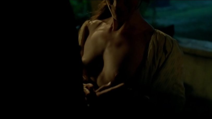 Erotic scenes of Louise Barnes in black sails