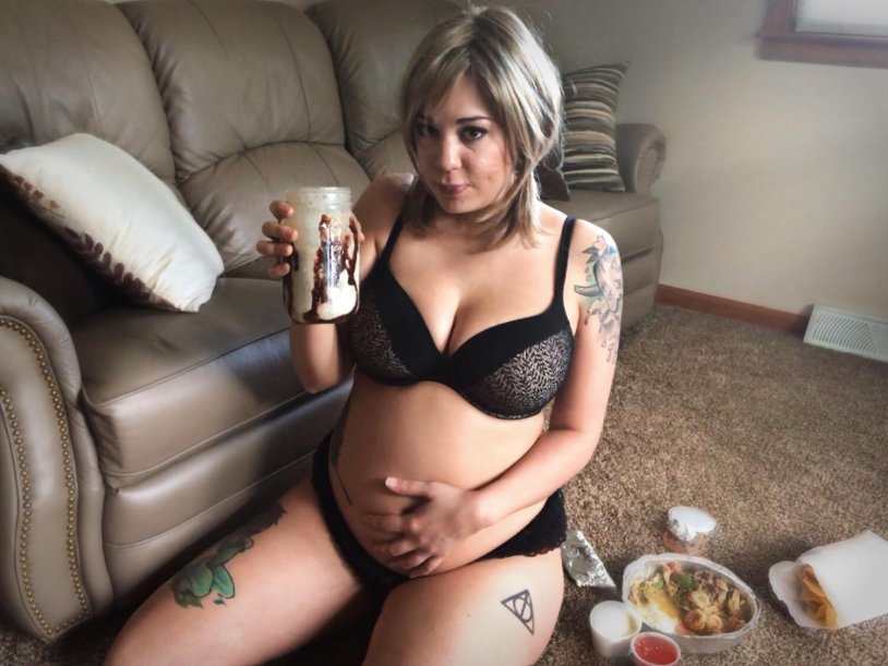 Cute beautiful girls Big Stuffed Belly