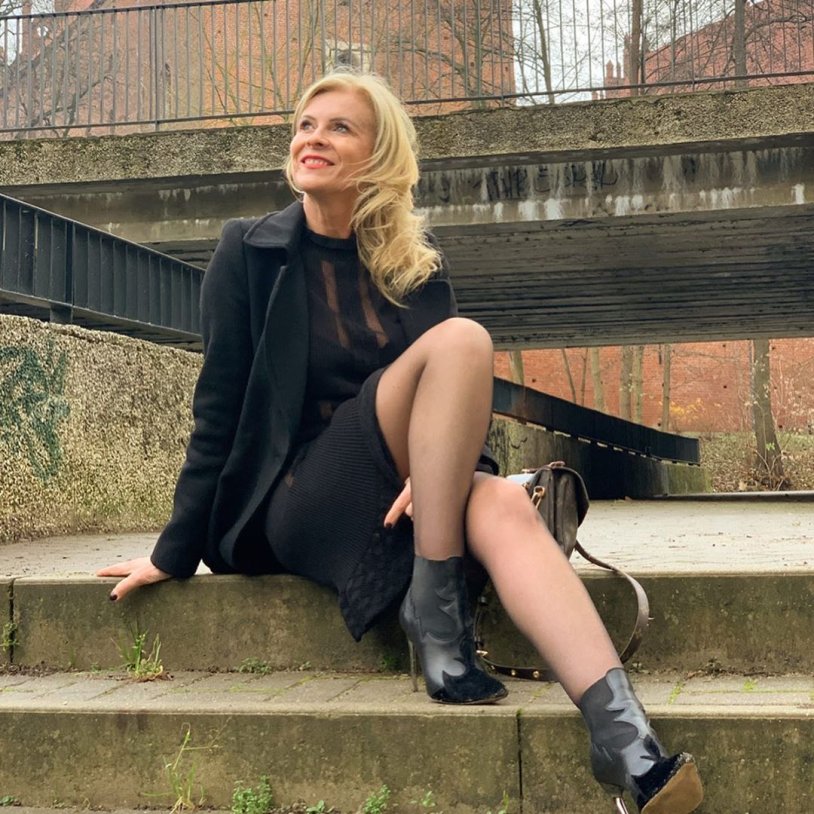 Anna katharina in a dress with stilettos