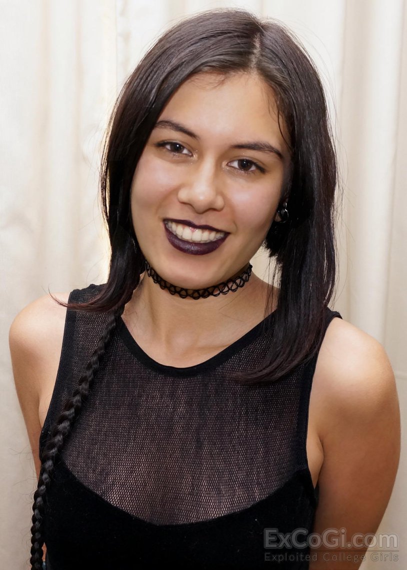 Very Cute Skinny 95 LB Brunette Teen Sucks a Fat Cock