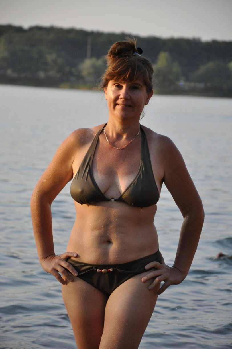 Elderly women in bikini