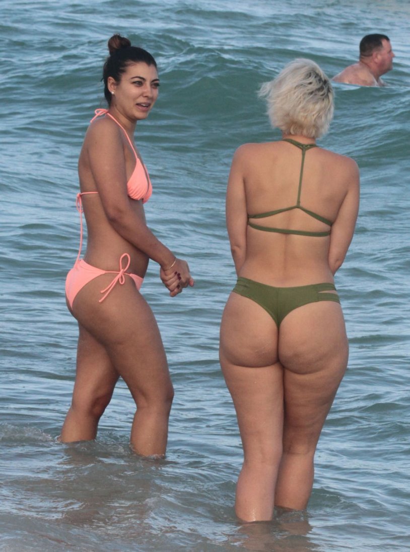 Elderly women in mini bikini