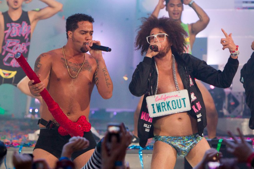 LMFAO leader Redfu leader in swimming trunks