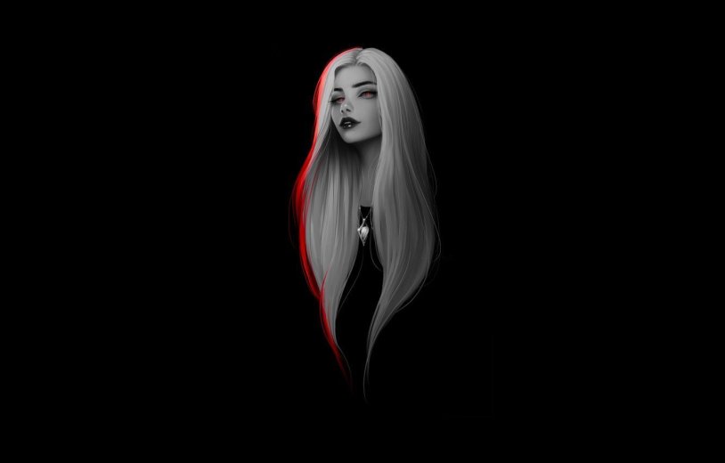 Girl on a dark background art