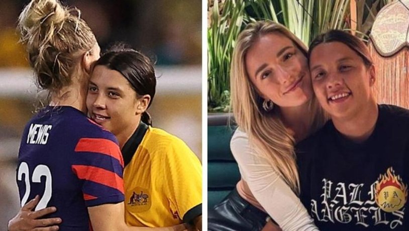 Sam Kerr football player with a girl kiss