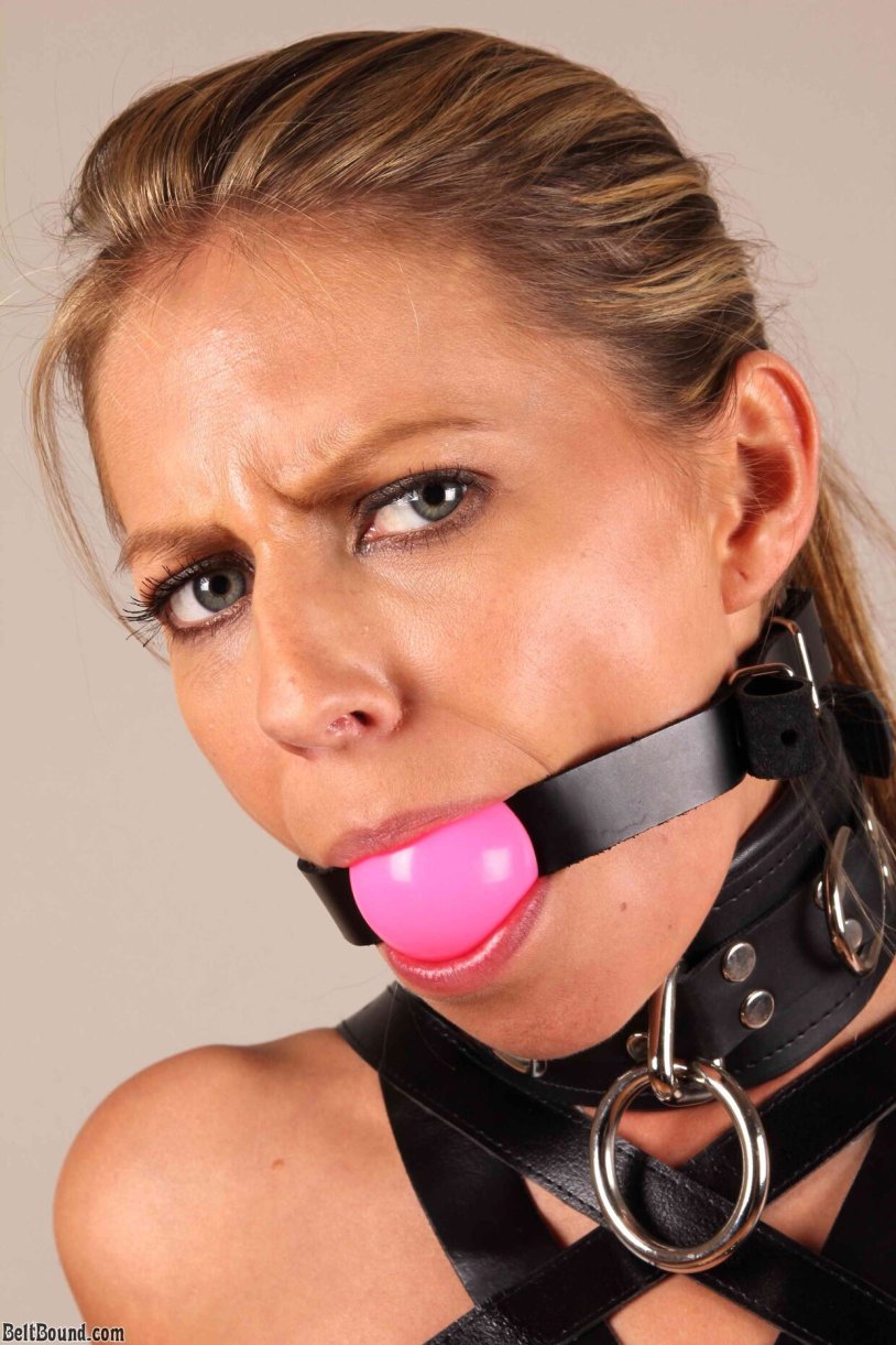 Naked connected girls with a gag