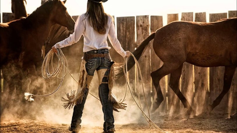 Photoshoot with horses in a cowboy style