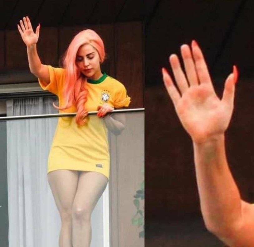 Lady Gaga waves his hand