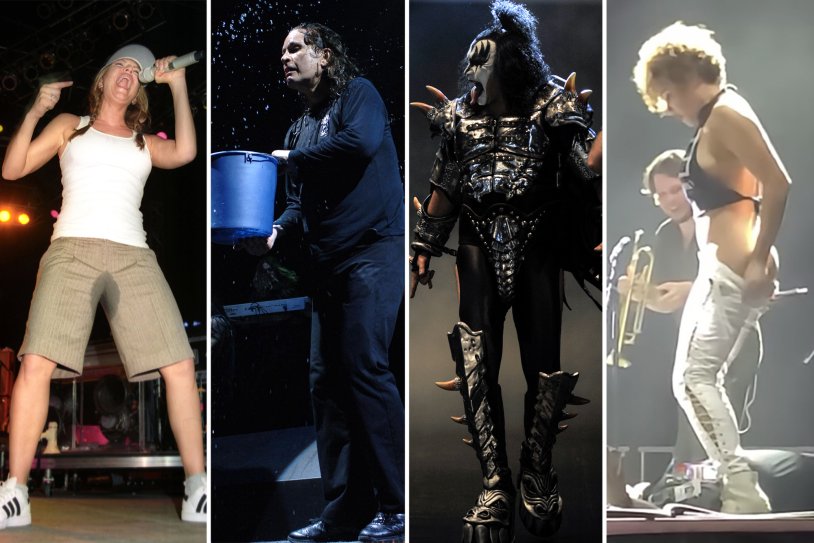 Helped on a fan on stage