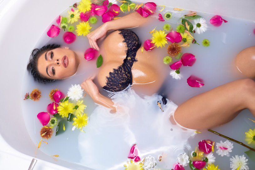 Mulatto in a dairy bath