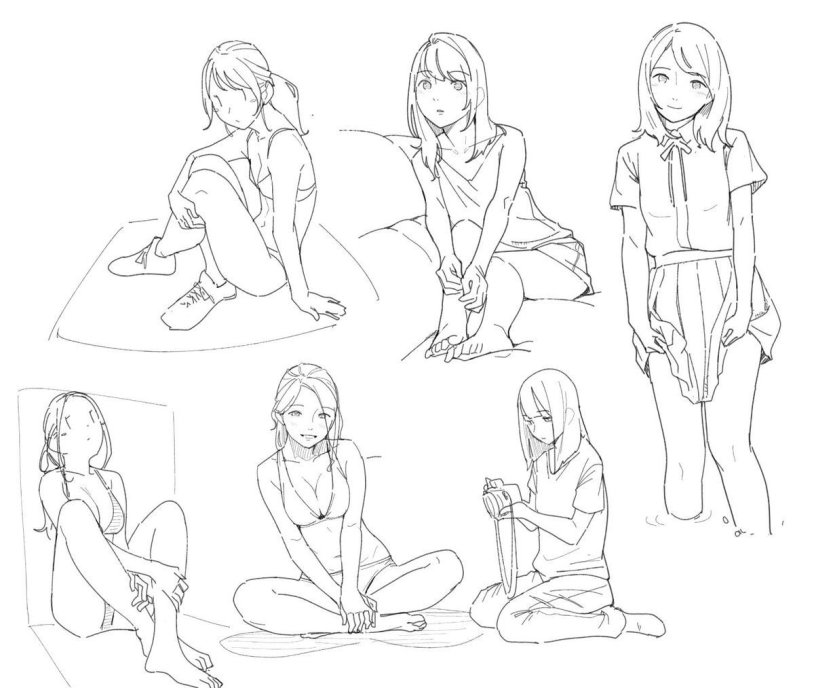 Fashionable illustrations of girls for cake