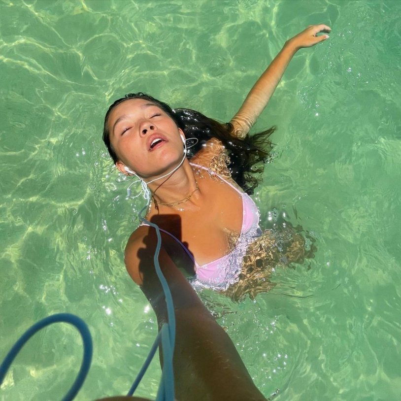 Lily Che in a swimsuit