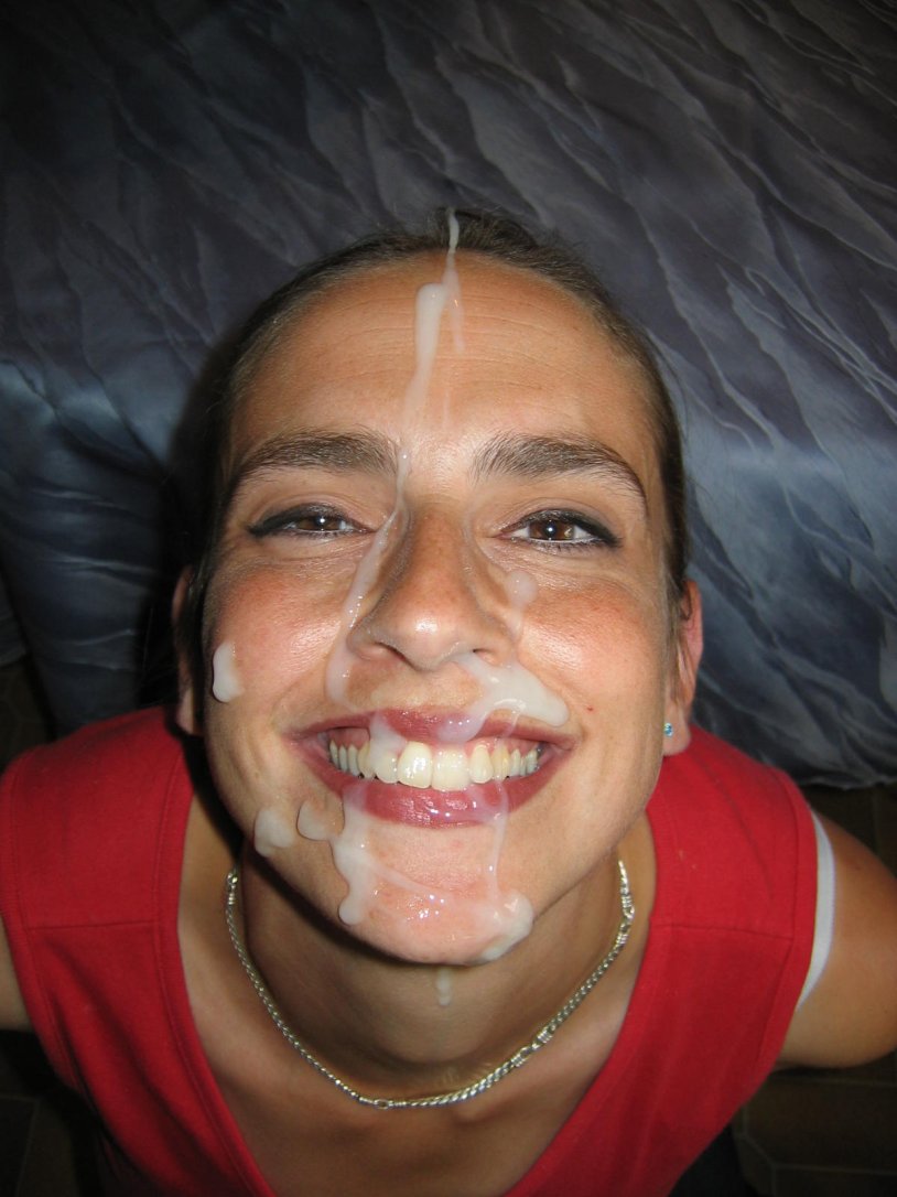 Cumshots on the faces of smiling